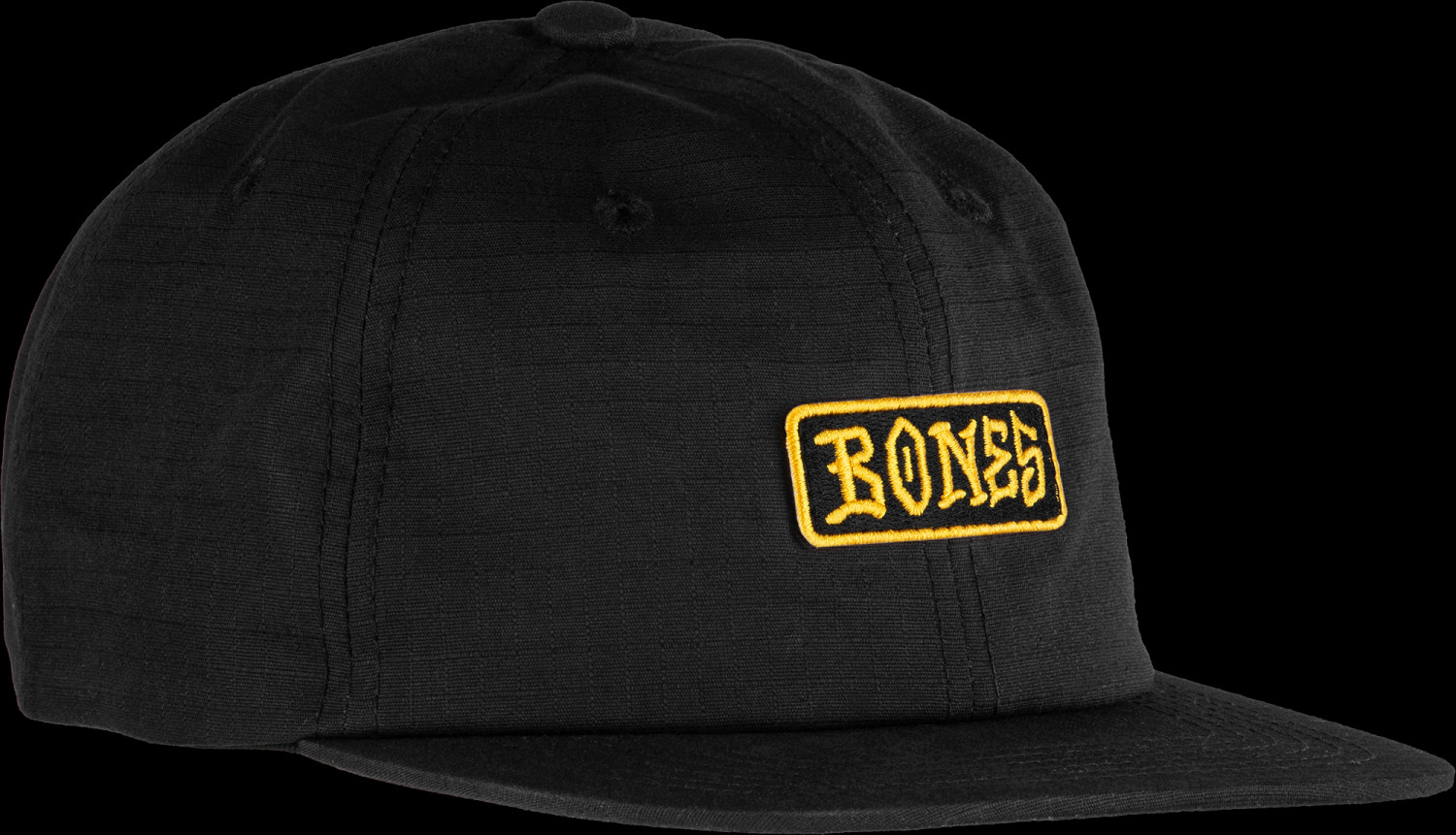 BONES WHEELS Black Gold 6 Panel Hat Blk Photo 5 Photo Gallery