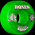 BONES WHEELS 100 Slims Skateboard Wheels 53mm - Green (4 pack)