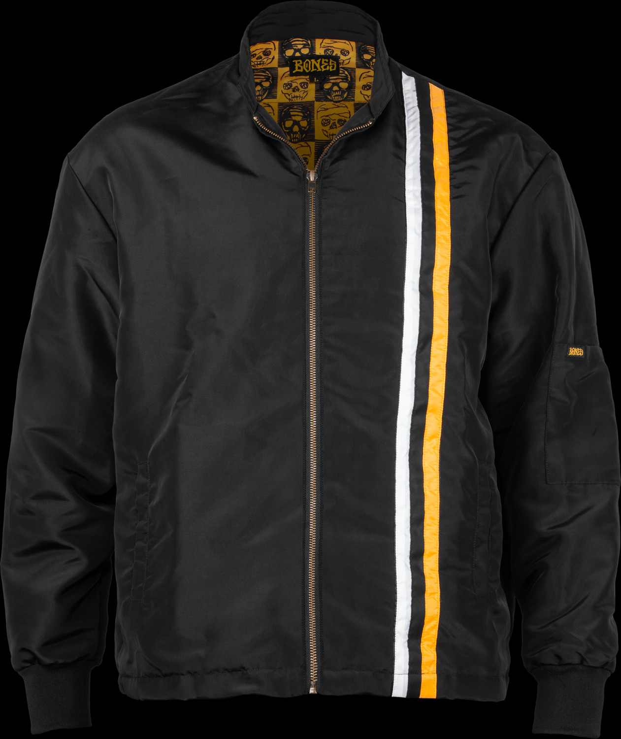 BONES WHEELS Black & Gold Zip Race Jacket Black Photo 1 Photo