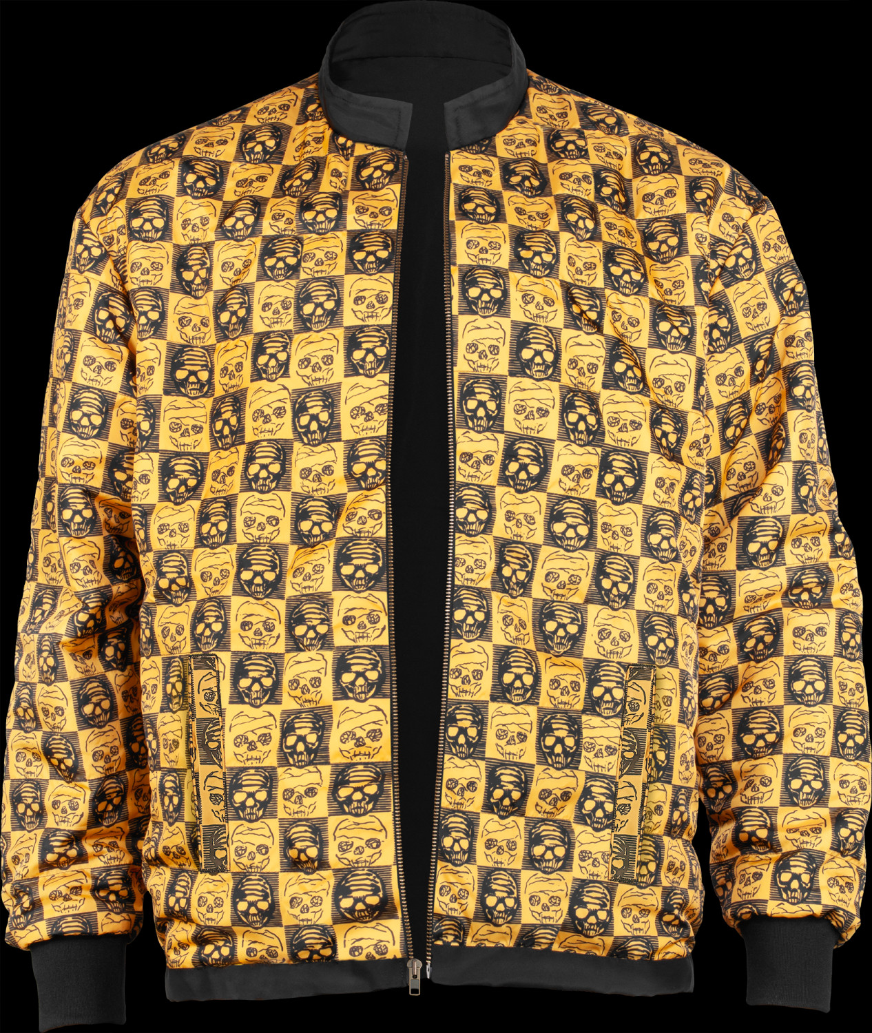 BONES WHEELS Black & Gold Zip Race Jacket - Black Photo #1 - Photo
