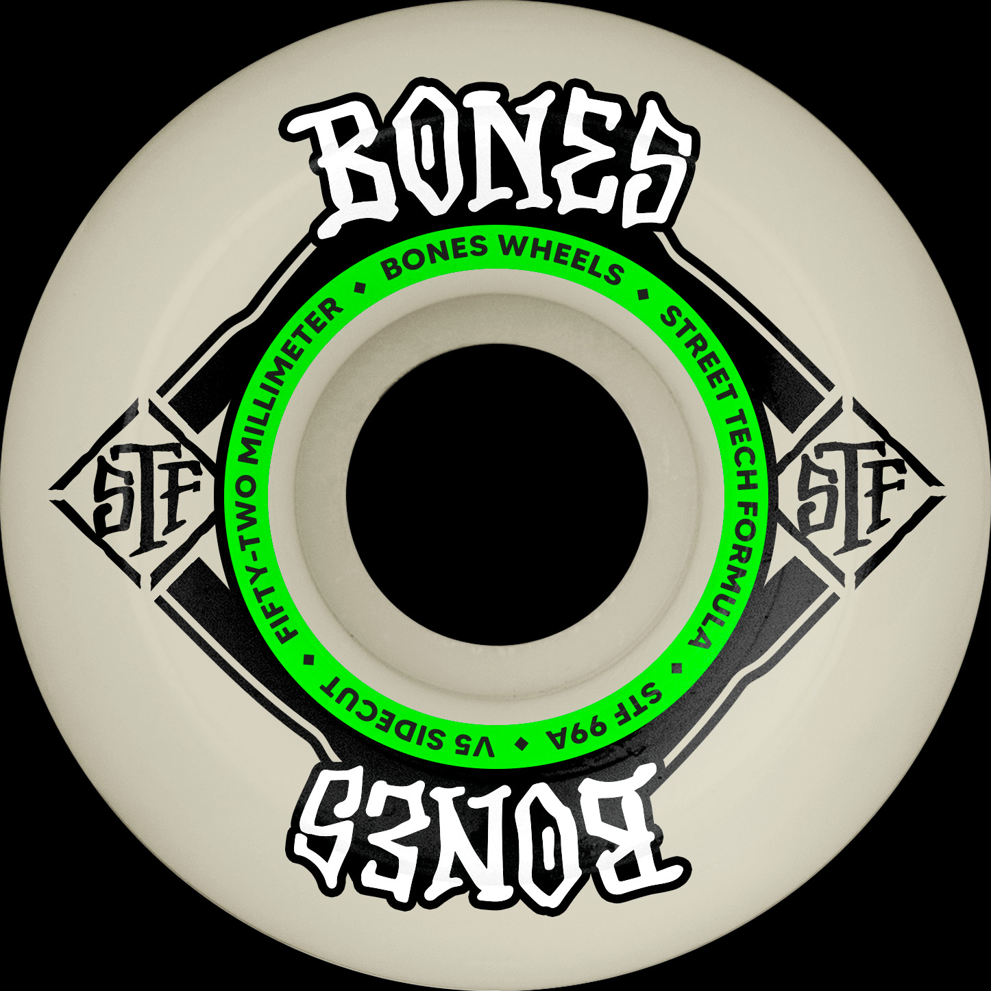 BONES WHEELS STF Skateboard Wheels Sidecut 52mm V5 99A 4pk White