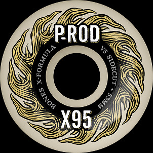 BONES WHEELS X-Formula Skateboard Wheels P-Rod Pro 53mm V5 Sidecut 95A 4pk