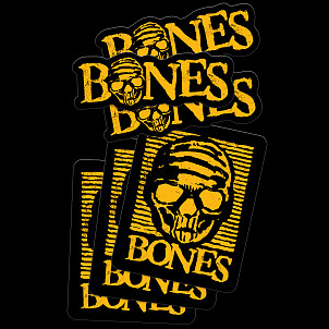 BONES WHEELS Black & Gold 4" Sticker 20pk