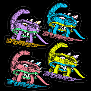 BONES WHEELS Dino-Sortas 3" Sticker 20pk