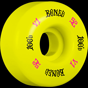 BONES WHEELS 100 Skateboard Wheels V1 Standard 52mm 100A 4pk Yellow