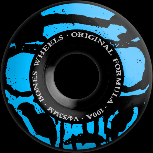 BONES WHEELS OG Formula Skateboard Wheels Mummy Skulls 53mm V4 Wide 4pk Black 100A