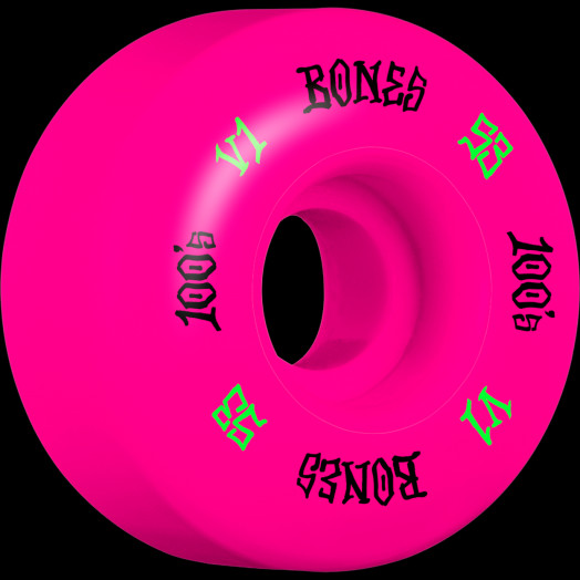 BONES WHEELS 100 Skateboard Wheels V1 Standard 53mm 100A 4pk Pink
