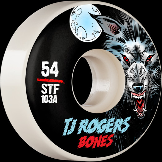 BONES WHEELS PRO STF Skateboard Wheels Rogers Black Wolf 54mm V3 Slims 103A 4pk