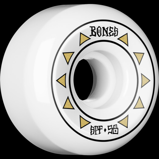 BONES WHEELS SPF Arrows Skateboard Wheels 81B 58mm 4pk White P5 Sidecut