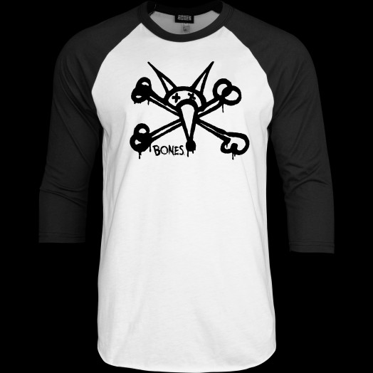 BONES WHEELS Vato Grande Raglan 3/4 Sleeve Shirt -Black/White