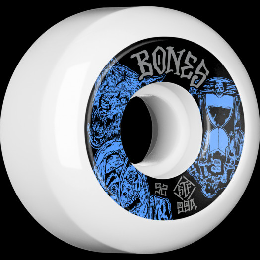 BONES WHEELS STF Time Beasts Skateboard Wheels 52mm 99A Easy Streets V5 Sidecut 4pk White