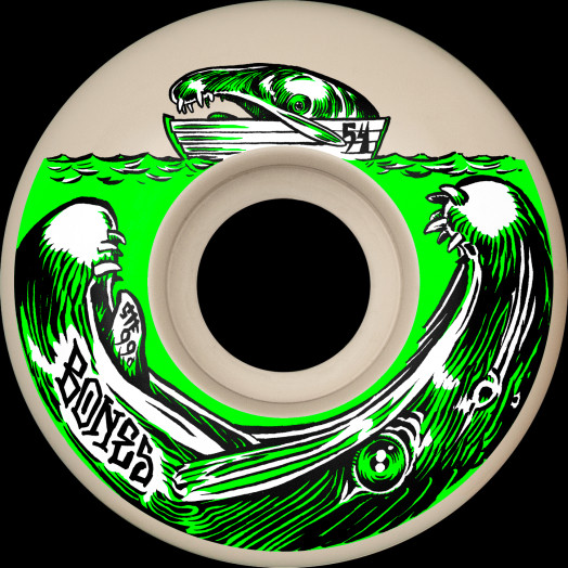 BONES WHEELS STF Skateboard Wheels SALMON DINNER - 54mm V3 Slims 99A  4pk White
