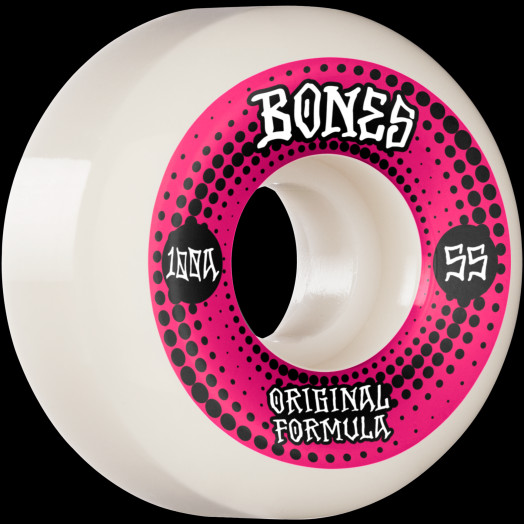 BONES WHEELS OG Formula Skateboard Wheels Originals 55mm V5 Sidecut 4pk White 100A