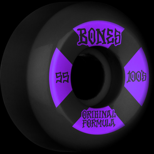 BONES WHEELS OG Formula Skateboard Wheels 100 #4 55mm V5 Sidecut 4pk Black
