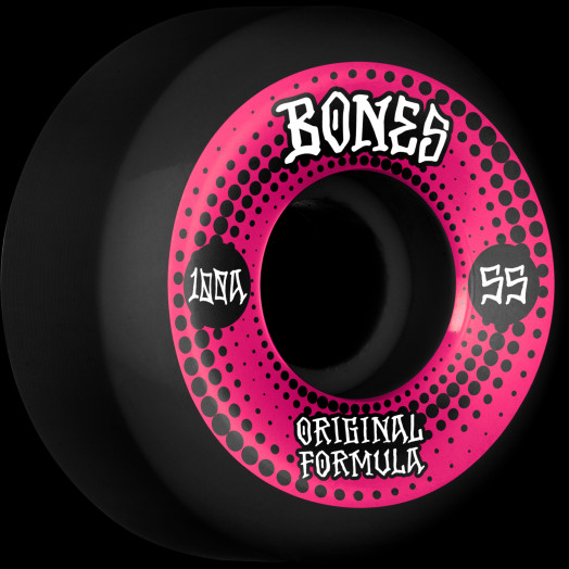 BONES WHEELS OG Formula Skateboard Wheels Originals 55mm V5 Sidecut 4pk Black100A