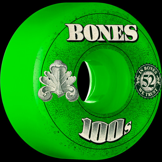 BONES WHEELS 100 Slims Skateboard Wheels 53mm - Green (4 pack)