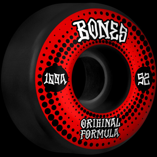 BONES WHEELS OG Formula Skateboard Wheels Originals 52mm V4 Wide 4pk Black 100A