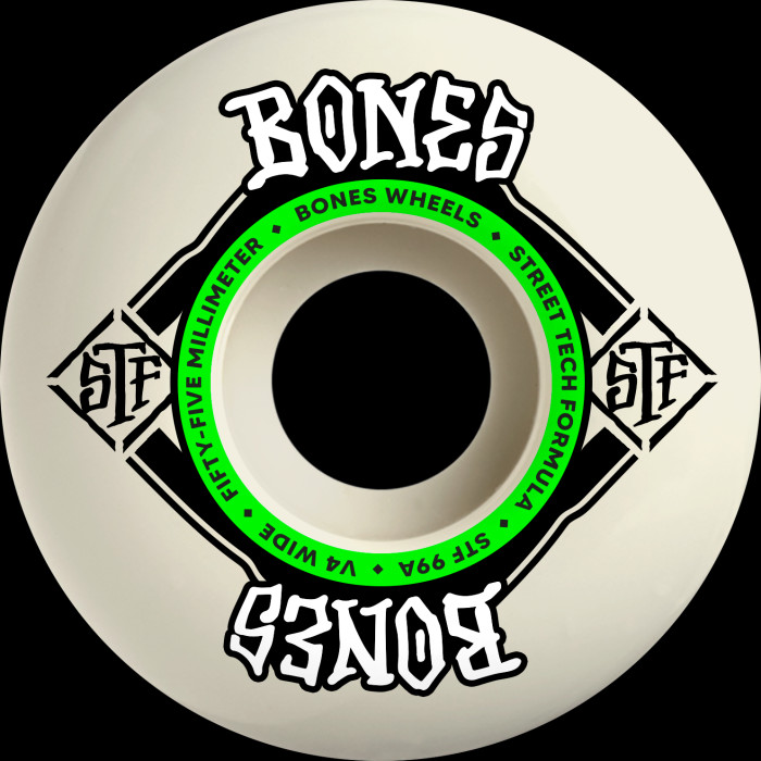 BONES WHEELS STF Skateboard Wheels Wide 55mm V4 99A 4pk White