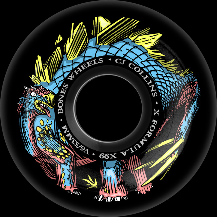 BONES WHEELS X-Formula Skateboard Wheels Collins Dino-Sortas 53mm
