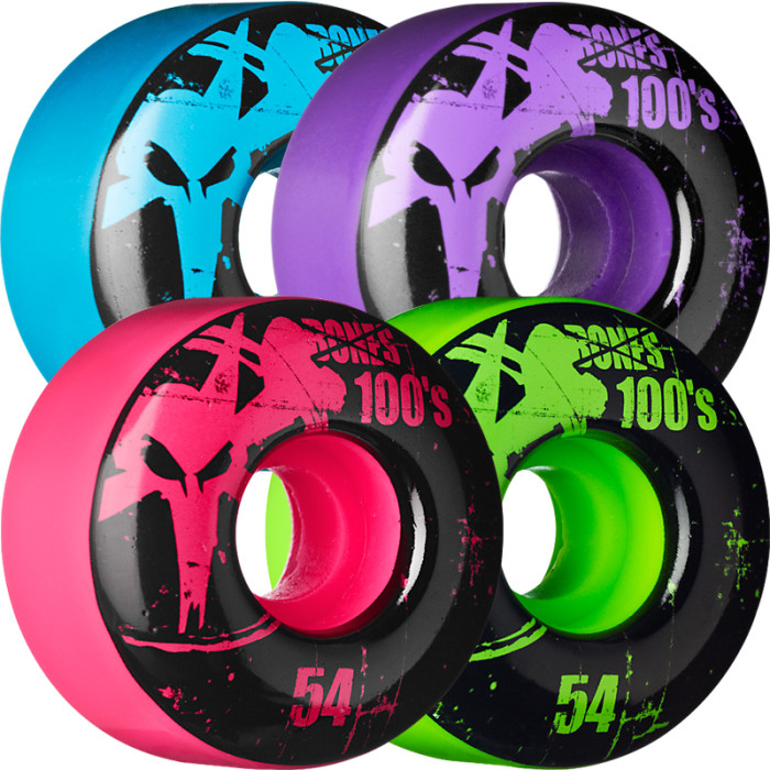 BONES WHEELS 100 Slims 54mm - Assorted Colors (4 pack) - BONES WHEELS