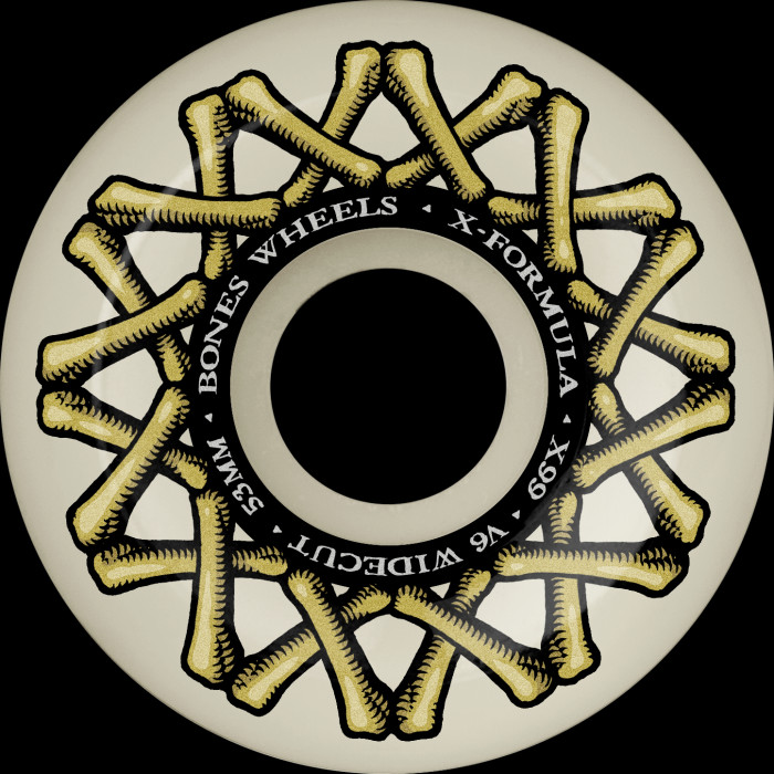 BONES X-FORMULA53㎜99a V6 Bones X-Formula V6 Wide-Cut Skateboard Wheels - white/orange (95a