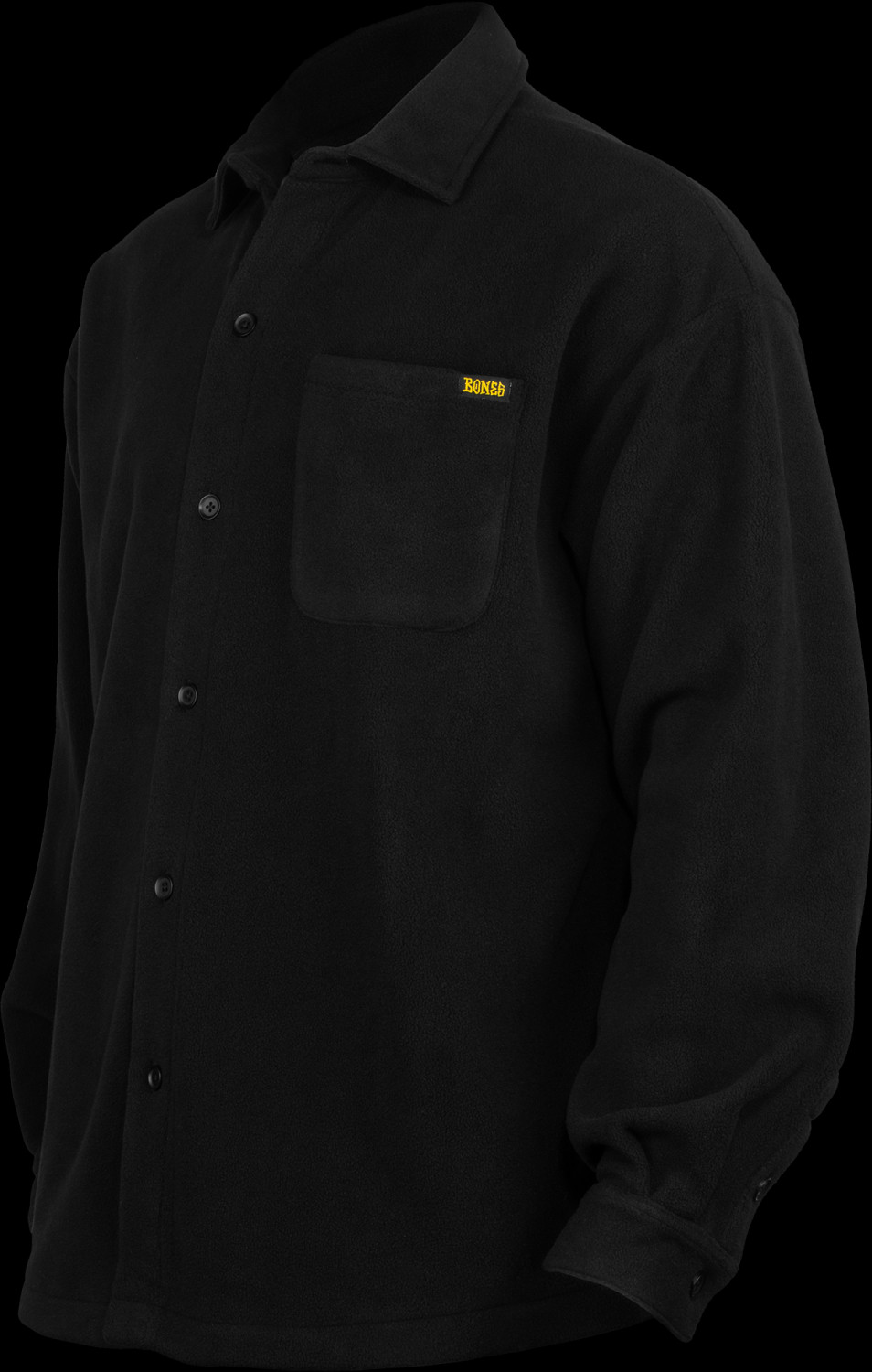 BONES WHEELS Black & Gold Button Up Fleece Jacket - Black Photo #3 ...