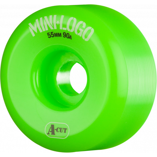 Mini Logo Skateboard Wheels A-cut 55mm 90A Green 4pk
