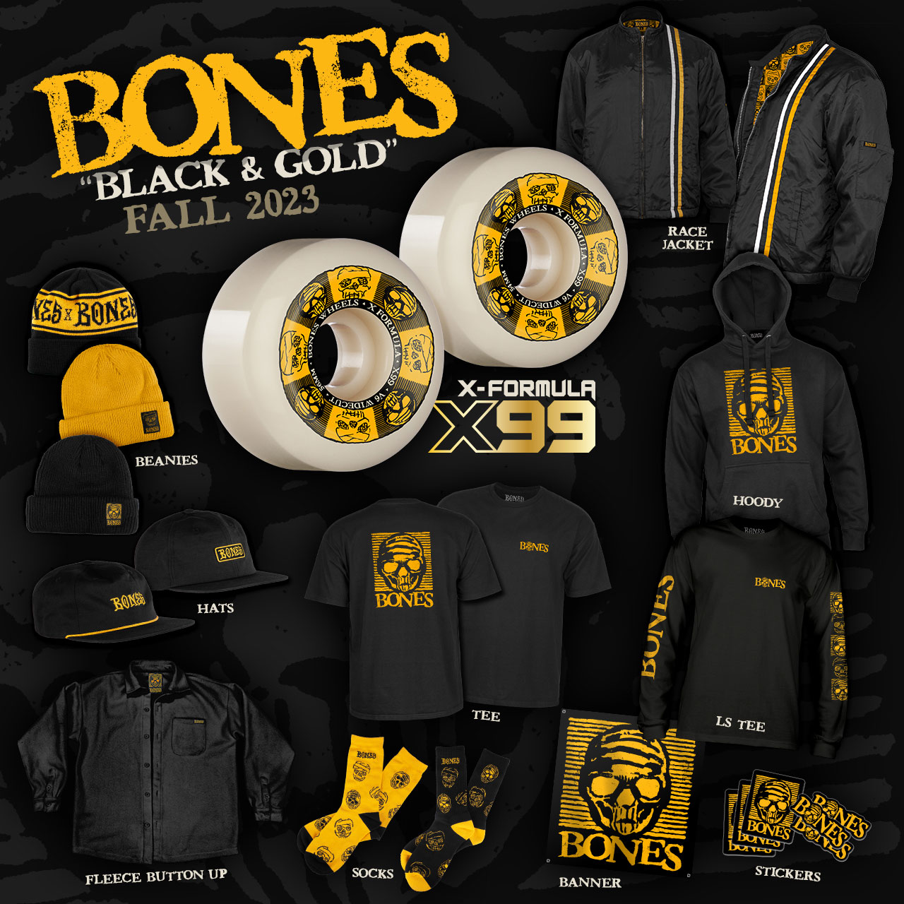 BONES WHEELS - 'Black & Gold'
